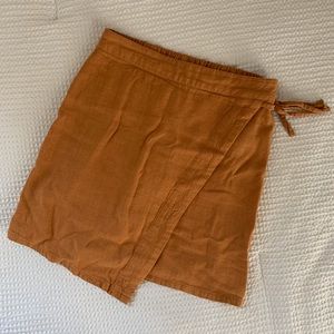 Linen Wrap Mini Skirt